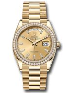 *Pre-Owned* Rolex Yellow Gold Day-Date 36 Watch - Diamond Bezel - Champagne Dial - President Bracelet