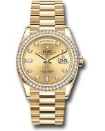  *Pre-Owned* Rolex Yellow Gold Day-Date 36 Watch - Diamond Bezel - Champagne Diamond Dial - President Bracelet