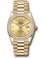  *Pre-Owned* Rolex Yellow Gold Day-Date 36 Watch - Diamond Bezel - Champagne Index Dial - President Bracelet