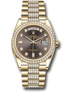  *Pre-Owned* Rolex Yellow Gold Day-Date 36 Watch - Diamond Bezel - Dark Grey Diamond Dial - Diamond President Bracelet