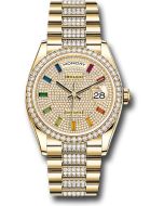 *Pre-Owned* Rolex Yellow Gold Day-Date 36 Watch - Diamond Bezel - Diamond-Paved Dial - Diamond President Bracelet