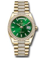 *Pre-Owned* Rolex Yellow Gold Day-Date 36 Watch - Diamond Bezel - Green OmbrÃ© Roman Dial - President Bracelet