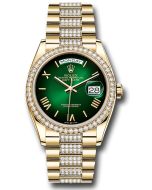  *Pre-Owned* Rolex Yellow Gold Day-Date 36 Watch - Diamond Bezel - Green OmbrÃ© Roman Dial - Diamond President Bracelet