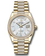  *Pre-Owned* Rolex Yellow Gold Day-Date 36 Watch - Diamond Bezel - White Mother-Of-Pearl Dial - Diamond President Bracelet