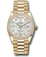 *Pre-Owned* Rolex Yellow Gold Day-Date 36 Watch - Diamond Bezel - Mother-of-Pearl Diamond Dial - President Bracelet
