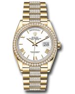  *Pre-Owned* Rolex Yellow Gold Day-Date 36 Watch - Diamond Bezel - White Roman Dial - Diamond President Bracelet