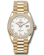  *Pre-Owned* Rolex Yellow Gold Day-Date 36 Watch - Diamond Bezel - White Roman Dial - President Bracelet