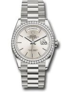  *Pre-Owned* Rolex White Gold Day-Date 36 Watch - Diamond Bezel - Silver Index Dial - President Bracelet