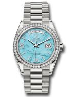 *Pre-Owned* Rolex White Gold Day-Date 36 Watch - Diamond Bezel - Turquoise Diamond Index Roman 9 Dial - President Bracelet