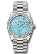  *Pre-Owned* Rolex Platinum Day-Date 36 Watch - Diamond Bezel - Turquoise Diamond Index Roman 9 Dial - President Bracelet