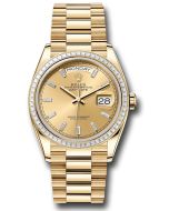  *Pre-Owned* Rolex Yellow Gold Day-Date 36 Watch - Diamond Bezel - Champagne Dial - President Bracelet