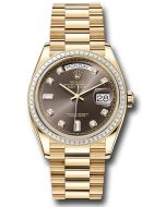  *Pre-Owned* Rolex Yellow Gold Day-Date 36 Watch - Diamond Bezel - Dark Grey Diamond Dial - President Bracelet