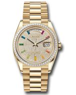 *Pre-Owned* Rolex Yellow Gold Day-Date 36 Watch - Diamond Bezel - Diamond-Paved Dial - President Bracelet
