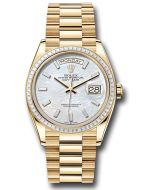  *Pre-Owned* Rolex Yellow Gold Day-Date 36 Watch - Diamond Bezel - White Mother-Of-Pearl Dial - President Bracelet