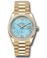  *Pre-Owned* Rolex Yellow Gold Day-Date 36 Watch - Diamond Bezel - Turquoise Diamond Index Roman 9 Dial - President Bracelet