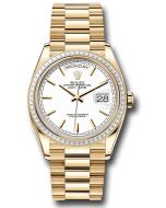  *Pre-Owned* Rolex Yellow Gold Day-Date 36 Watch - Diamond Bezel - White Dial - President Bracelet