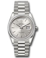  *Pre-Owned* Rolex White Gold Day-Date 36 Watch - Diamond Bezel - Silver Index Dial - President Bracelet