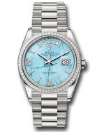  *Pre-Owned* Rolex White Gold Day-Date 36 Watch - Diamond Bezel - Turquoise Diamond Index Roman 9 Dial - President Bracelet