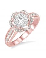 Flower Shape Shine Bright Bridal Diamond Engagement Ring