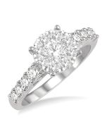 Shine Bright Coral Elegance 14K White Gold Diamond Engagement Ring
