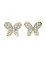 Yellow Gold Diamond Butterfly Earrings
