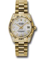  *Pre-Owned* Rolex Yellow Gold Datejust 31 Watch - Fluted Bezel - Mother-Of-Pearl Diamond Dial - President Bracelet