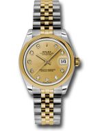 *Pre-Owned* Rolex Steel and Yellow Gold Datejust 31 Watch - Domed Bezel - Champagne Diamond Dial - Jubilee Bracelet