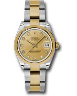  *Pre-Owned* Rolex Steel and Yellow Gold Datejust 31 Watch - Domed Bezel - Champagne Diamond Dial - Oyster Bracelet