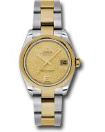  *Pre-Owned* Rolex Steel and Yellow Gold Datejust 31 Watch - Domed Bezel - Champagne Floral Motif Dial - Oyster Bracelet