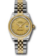  *Pre-Owned* Rolex Steel and Yellow Gold Datejust 31 Watch - Domed Bezel - Champagne Roman Dial - Jubilee Bracelet
