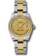 *Pre-Owned* Rolex Steel and Yellow Gold Datejust 31 Watch - Domed Bezel - Champagne Roman Dial - Oyster Bracelet