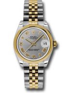  *Pre-Owned* Rolex Steel and Yellow Gold Datejust 31 Watch - Domed Bezel - Slate Grey Roman Dial - Jubilee Bracelet