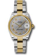  *Pre-Owned* Rolex Steel and Yellow Gold Datejust 31 Watch - Domed Bezel - Slate Grey Roman Dial - Oyster Bracelet
