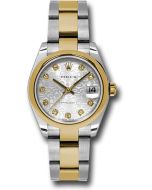  *Pre-Owned* Rolex Steel and Yellow Gold Datejust 31 Watch - Domed Bezel - Silver Jubilee Diamond Dial - Oyster Bracelet