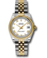 *Pre-Owned* Rolex Steel and Yellow Gold Datejust 31 Watch - Domed Bezel - White Roman Dial - Jubilee Bracelet