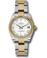  *Pre-Owned* Rolex Steel and Yellow Gold Datejust 31 Watch - Domed Bezel - White Roman Dial - Oyster Bracelet