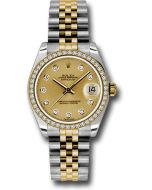  *Pre-Owned* Rolex Steel and Yellow Gold Datejust 31 Watch - 46 Diamond Bezel - Champagne Diamond Dial - Jubilee Bracelet