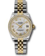  *Pre-Owned* Rolex Steel and Yellow Gold Datejust 31 Watch - 46 Diamond Bezel - Mother-Of-Pearl Roman Dial - Jubilee Bracelet