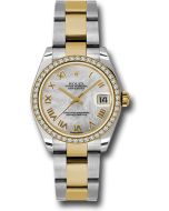  *Pre-Owned* Rolex Steel and Yellow Gold Datejust 31 Watch - 46 Diamond Bezel - Mother-Of-Pearl Roman Dial - Oyster Bracelet