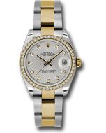  *Pre-Owned* Rolex Steel and Yellow Gold Datejust 31 Watch - 46 Diamond Bezel - Silver Diamond Dial - Oyster Bracelet