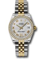 *Pre-Owned* Rolex Steel and Yellow Gold Datejust 31 Watch - 46 Diamond Bezel - Silver Diamond Roman Vi Roman Dial - Jubilee Bracelet