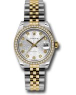  *Pre-Owned* Rolex Steel and Yellow Gold Datejust 31 Watch - 46 Diamond Bezel - Silver Jubilee Diamond Dial - Jubilee Bracelet