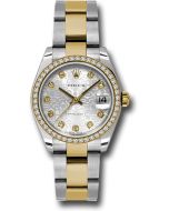  *Pre-Owned* Rolex Steel and Yellow Gold Datejust 31 Watch - 46 Diamond Bezel - Silver Jubilee Diamond Dial - Oyster Bracelet