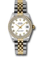  *Pre-Owned* Rolex Steel and Yellow Gold Datejust 31 Watch - 46 Diamond Bezel - White Diamond Dial - Jubilee Bracelet