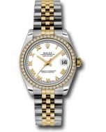 *Pre-Owned* Rolex Steel and Yellow Gold Datejust 31 Watch - 46 Diamond Bezel - White Roman Dial - Jubilee Bracelet