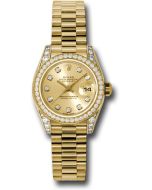  *Pre-Owned* Rolex Yellow Gold Lady-Datejust 26 Watch - 42 Diamond Bezel - Champagne Diamond Dial - President Bracelet