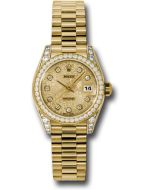  *Pre-Owned* Rolex Yellow Gold Lady-Datejust 26 Watch - 42 Diamond Bezel - Champagne Jubilee Diamond Dial - President Bracelet