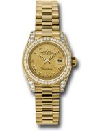  *Pre-Owned* Rolex Yellow Gold Lady-Datejust 26 Watch - 42 Diamond Bezel - Champagne Roman Dial - President Bracelet