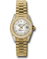  *Pre-Owned* Rolex Yellow Gold Lady-Datejust 26 Watch - 42 Diamond Bezel - Mother-Of-Pearl Diamond Dial - President Bracelet
