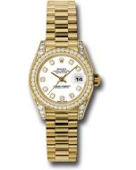 *Pre-Owned* Rolex Yellow Gold Lady-Datejust 26 Watch - 42 Diamond Bezel - White Diamond Dial - President Bracelet